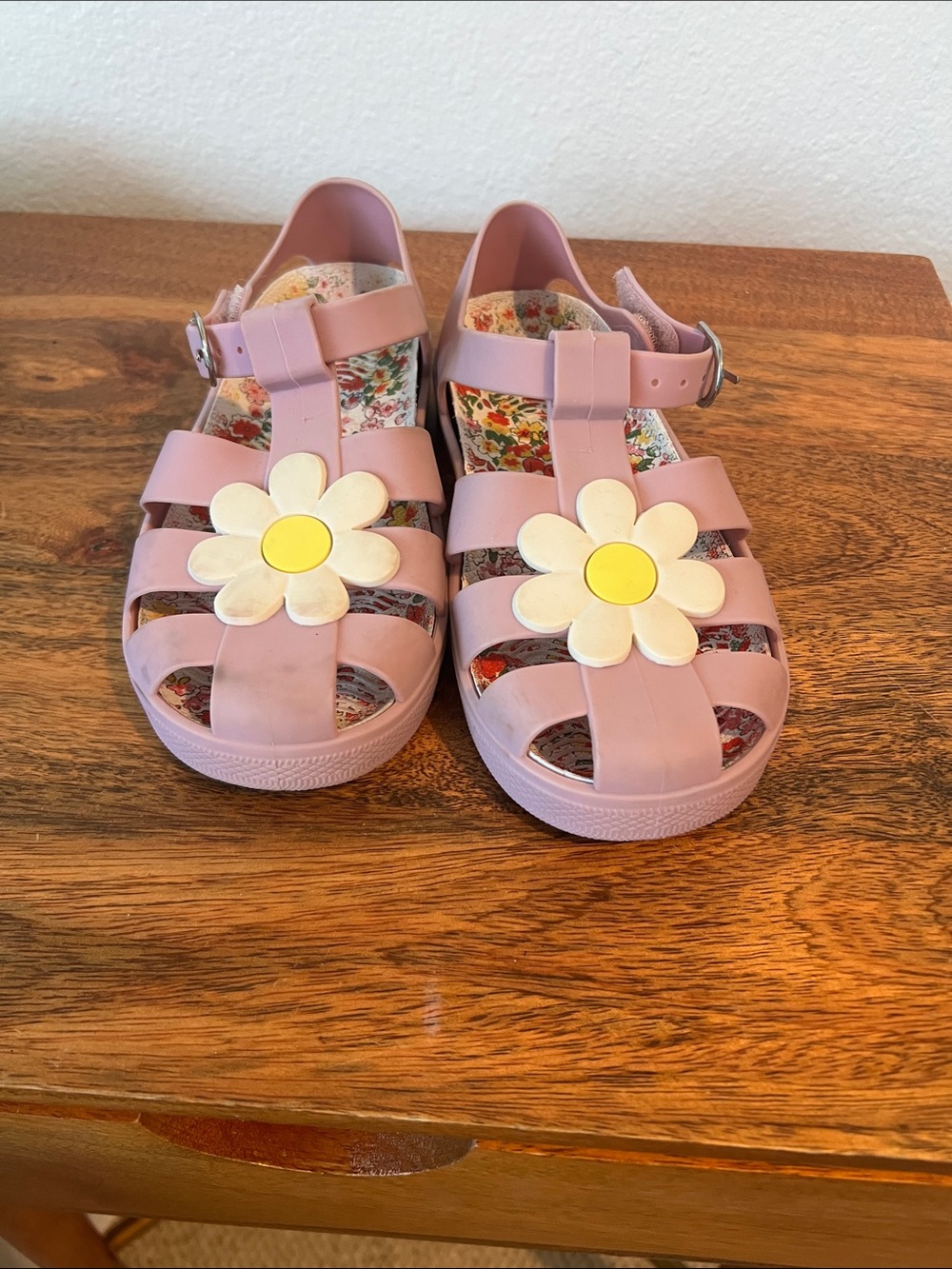 Kids Pink Daisy Jelly Sandals